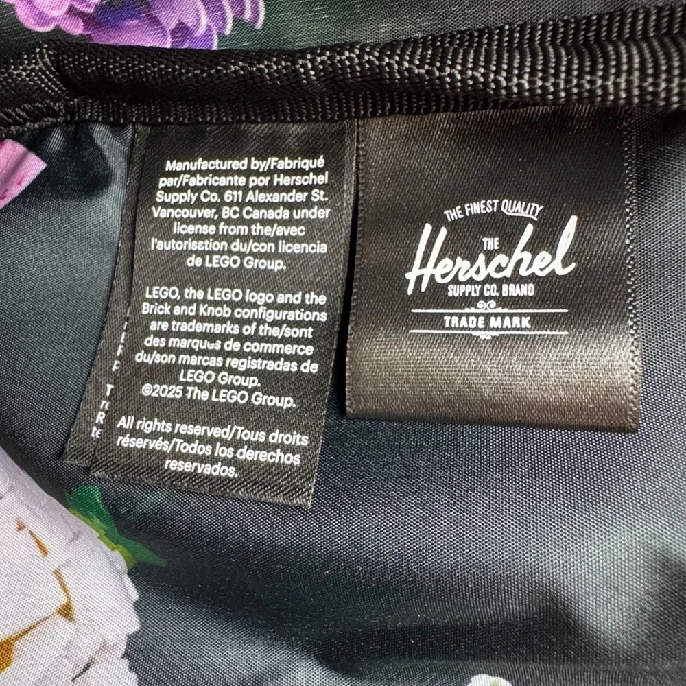 Herschel LEGO Floral Backpack Black Multi  Casual School Travel Bookbag